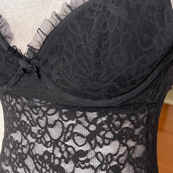 Victoria’s Secret The Lacie Black Lace Babydoll Chemise Sexy Lingerie Nightgow M - Picture 3 of 11